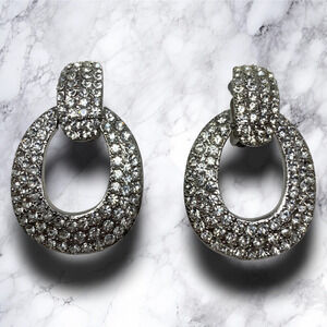 Jay Feinberg Strongwater Crystal Doorknocker Statement Clip On Earrings Mogul